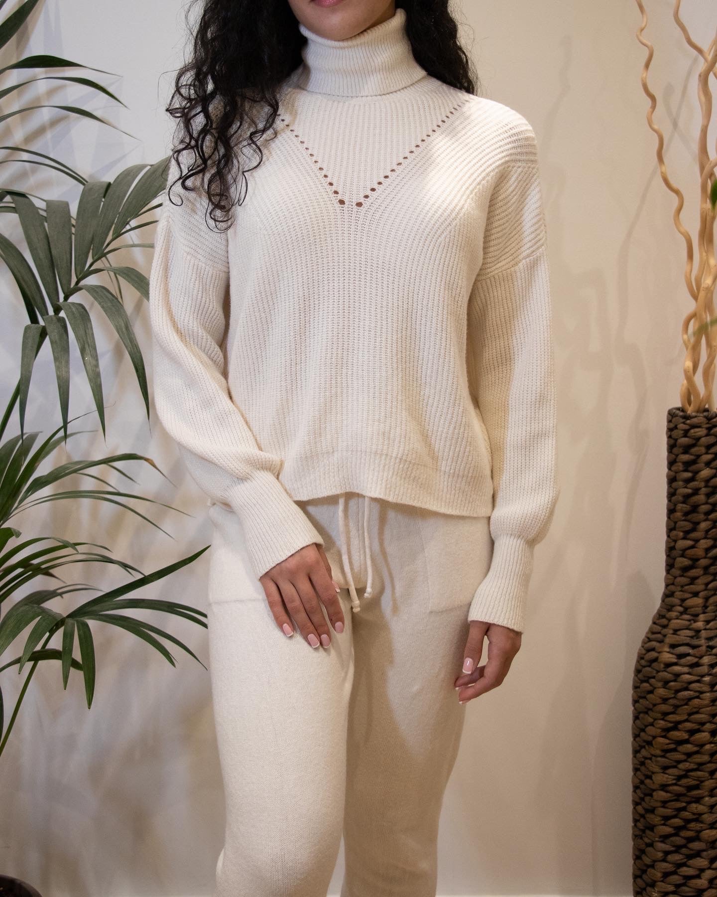 Khaki Roll Neck Knitted Loungewear Set – Athansa Collections