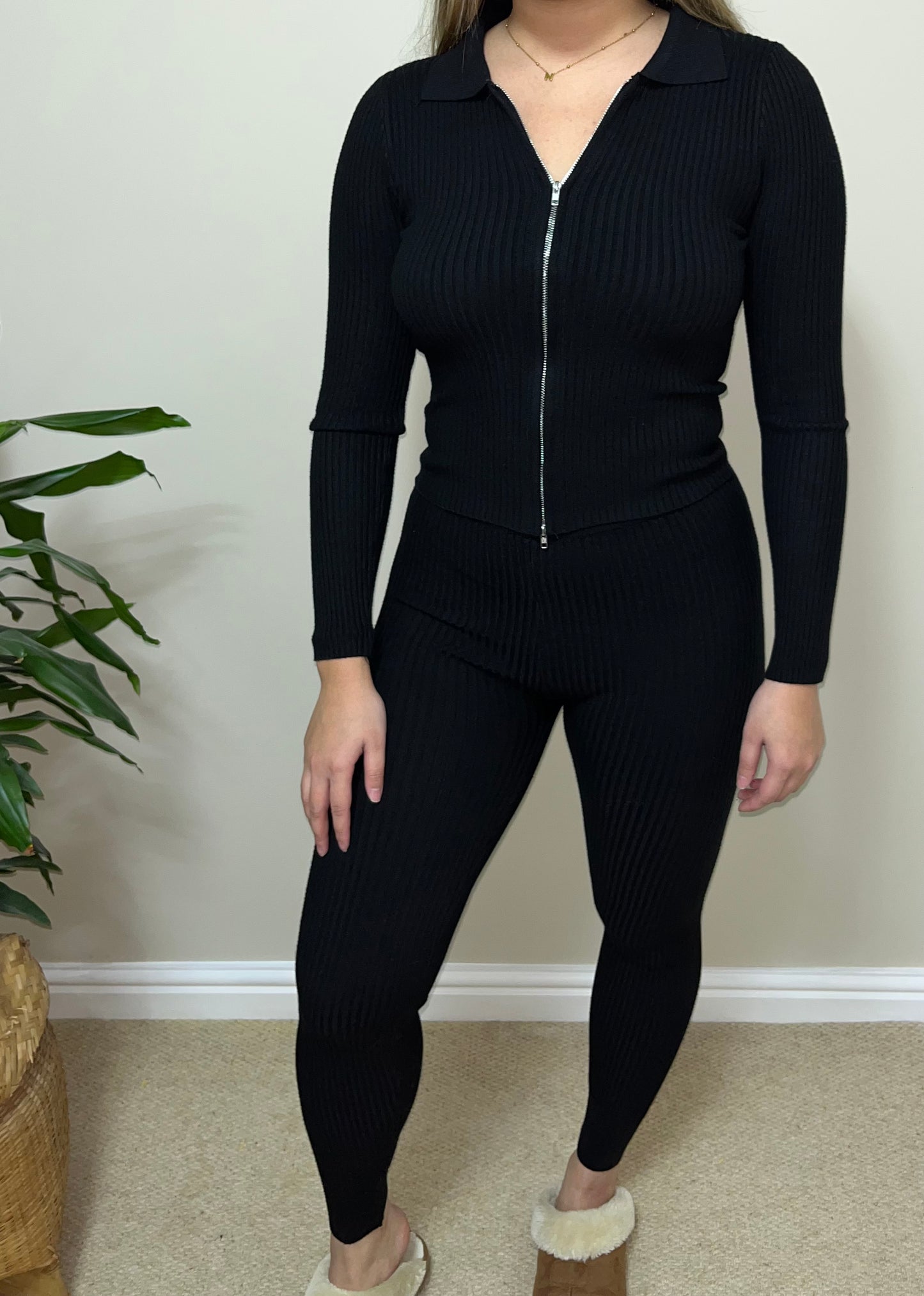 Black zip up tracksuit