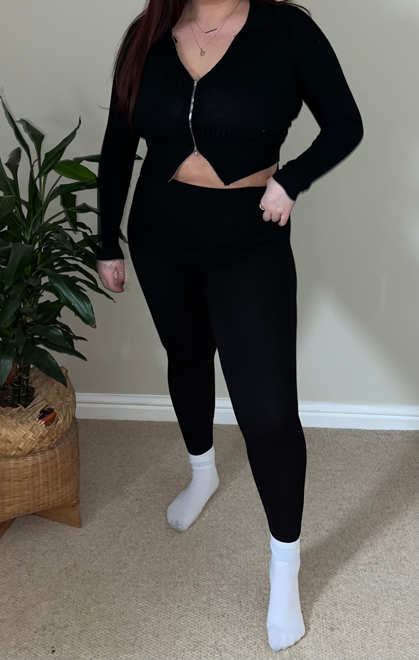 Black zip up tracksuit